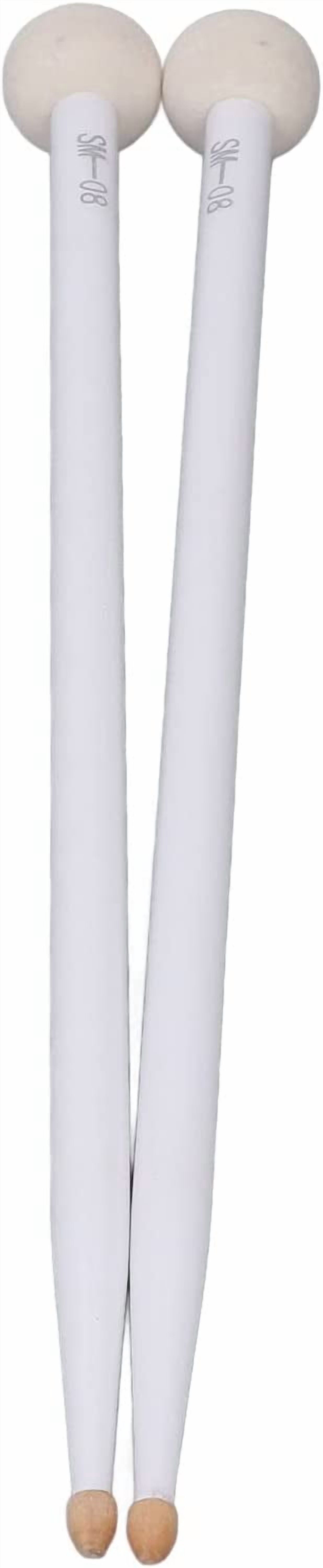 ABCISI 2Pcs Drum Mallet Kit, Non Slip Wooden Handle Felt Head Drum Sticks, For Bass Drums Timpani Snare Drums Performance Accessory, Percussion Instrument Practice Playing Drum Mallets (White)