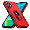 thumbnail image 2 of Designed for iPhone 16 Case, Military-Grade Drop Protection, Shockproof Phone Case Cover, Magnetic Car Mount Ring Kickstand Bumper Hard Case for iPhone 16, Red+Black, 2 of 10