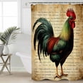 thumbnail image 2 of Extra Long Shower Curtain 72x96 Inch, Retro Rooster Shower Curtain Waterproof Bathroom Decor Farmhouse Vintage Animal Watercolor Fabric Bath Curtain Set Accessories with Hooks, 2 of 6
