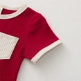 thumbnail image 4 of StylesILove Baby Boys Girls Contrast Binding Solid Top & Shorts 2pcs Unisex Toddler Ribbed Short Sleeve Cotton Summer Outfit (Red, 3T), 4 of 8