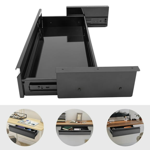 Miumaeov 22” Black Sliding Drawer Space Saver Under Desk Storage Drawer Pull-out Drawer