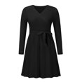 thumbnail image 3 of Vestido midi de punto Mujer Slim Fit Jersey de manga larga Vestido suéter de otoño Ygjytge Negro T L para Mujer, 3 of 8