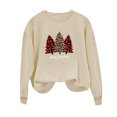 thumbnail image 4 of Bcresic Merry Christmas Sweatshirts for Womens Leoprad Xmas Tree Graphic Pullover Fleece Tops Trendy Fall Clothes Comfy Drop Shoulder Long Sleeve Crewneck Jumper Hooded Outfits,01A_Khaki,Small, 4 of 4
