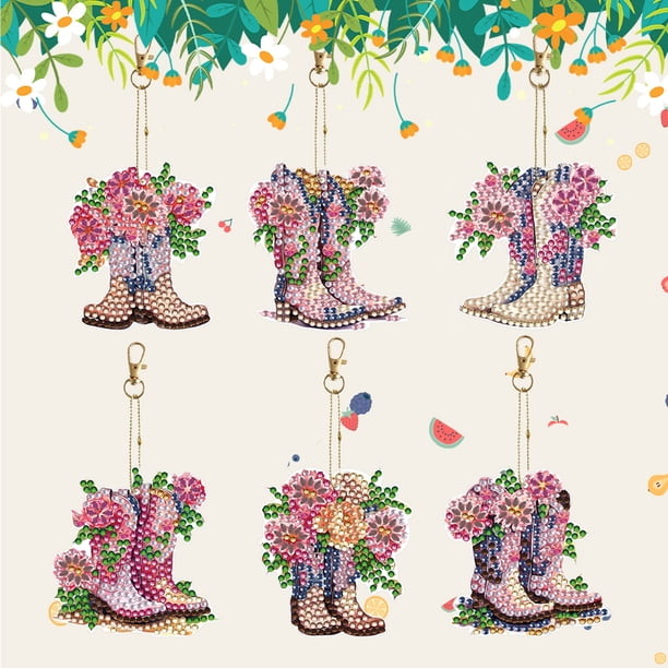 DIY Point Drill Key Ring Cartoon 6pcs Diamante Pinturas Llavero Decoración Regalo Hugtrwg Para estrenar