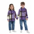thumbnail image 3 of Eltusu Toddler Girls Plaid Shirts, Casual Lapel Collar Comfy Long Sleeve Button-Down Shirts Purple Size 3-4 T, 3 of 5