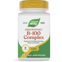 Nature's Way B-100 Complex Capsules, High Potency, Supports Cellular Energy and Nerve Health*, 8 B-Vitamins, 100ct