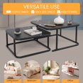 thumbnail image 5 of Square Nesting Coffee Table Set of 2 with Faux Marble Top and Metal Frame, Coffee Table Set, Suitable for Living Rooms, Apartments,Black, 5 of 9