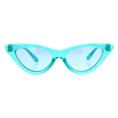 Girls Kid Size Gothic Cat Eye Pimp Color Lens Plastic Sunglasses Blue