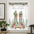 thumbnail image 4 of Merry Christmas Semi Sheer Curtains Drapes for Living Room,Bedroom,French Doors Window 54 Inches Long,Winter Boots Pine Cone Branches Berry Rod Pocket Chiffon Curtain Drapery Voile Draperies Panel, 4 of 6