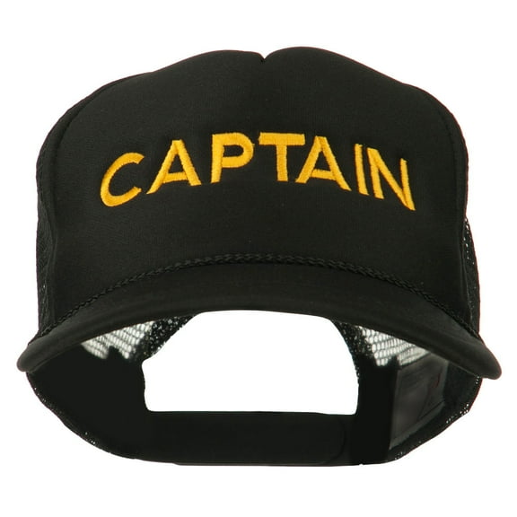 Youth Captain Embroidered Foam Mesh Back Cap - Black OSFM