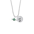 thumbnail image 2 of Delight Jewelry Silvertone Green Peppermint Candy Silvertone Script Initial Disc - T - Charm Necklace, 20"+3", 2 of 4