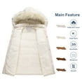 thumbnail image 3 of Chrisuno Women's Fleece Lined Jacket Winter Warm Coat Detachable Hood Parka Outwear XL White, 3 of 5