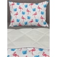 thumbnail image 3 of Tropical Comforter & Sham Bedding Set, Pink Flamingo Birds and Blue Palm Trees Pattern Exotic Hawaiian Nature, 3 pcs Duvet Set Microfiber Filling Quilt, 5 Sizes, Pink Blue and White, by Ambesonne, 3 of 4