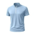 thumbnail image 4 of Men's Workout T-shirts Short Sleeve Stand Collar 1/4 Zip Pullover Quick Dry Fitness Tops Sports Muscle Tee Tshirts (S, Light Blue), 4 of 5