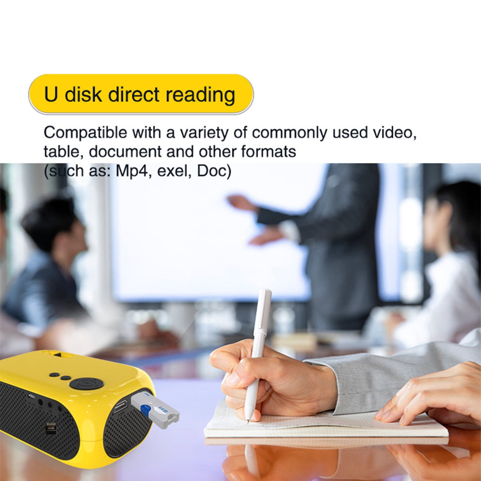 Nkmbld Smart Projector with WiFi and Bluetooth, Household Portable Mini Projector Supports 1080P Synchronize Smartphone Screen by WiFi/USB Cable for Home Entertainment