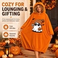 thumbnail image 3 of Halloween Pumpkin Wearable Blanket Hoodie, Hooded Wearable Blanket Poncho for Adults, Cozy Oversized Plush Blanket Wrap for Home Lounge Couch Relaxing, Halloween Gift for Family, 3 of 6