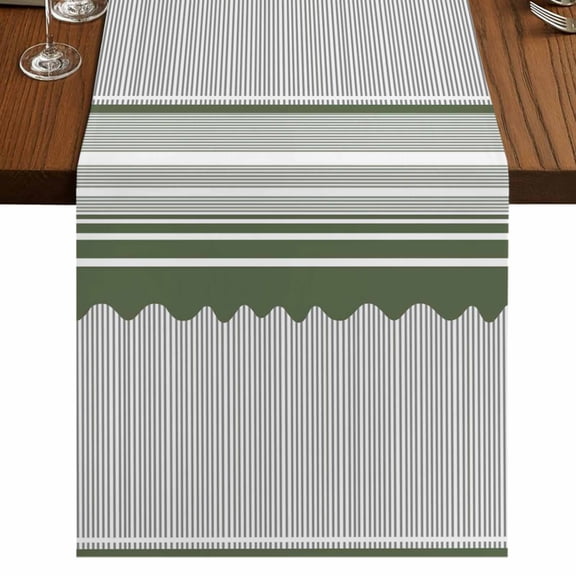 Table Runners 60 Inches Long Dress Scarves, Dark Green Striped Farmhouse Kitchen/Dining Table Runner, Small Coffee Tablerunners, Abstract Modern Geometric Stripes 13x60 Inch
