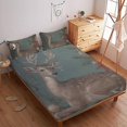 thumbnail image 2 of Fitted Sheet Set with Pillowcase Bear Cow Reindeer Printed Bedding Sets Bedroom Decor,Queen (60"x80"), 2 of 5