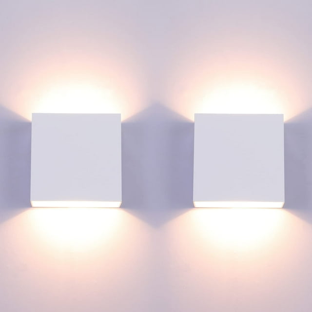 2 piezas de luces de pared LED, lámpara de pared de arriba hacia abajo para interiores, luz de pared, aplique de pared moderno de 6 W, iluminación de aluminio para sala de estar, dormitorio, pasillo,