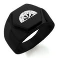 thumbnail image 1 of Stainless Steel Ikoma Samurai Crest Engraved Hexagon Crest Flat Top Biker Style Polished Ring, 1 of 1
