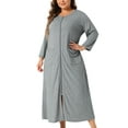 thumbnail image 2 of DARING DIVA Women's Plus Size Zipper Front Short Sleeves Nightgowns 1X Gray, 2 of 6