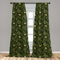 thumbnail image 5 of Ambesonne Sage Curtains, Spring Butterflies Ornate, Pair of 28"x95", Yellow Black Green, 5 of 5