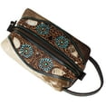 thumbnail image 3 of Western Filigree Floral Hand-Tooled Genuine Leather Cowhide Travel Toiletry Dopp Kit Bag 18FKT09, 3 of 3