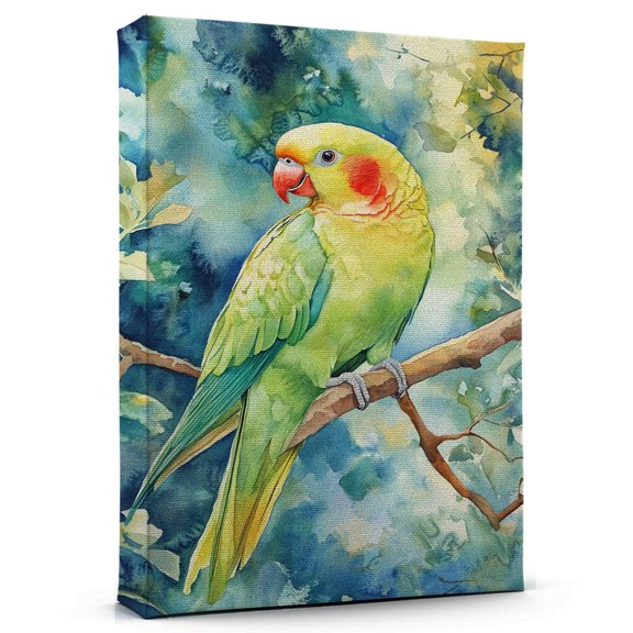 Parrot Green Quaker Canvas Wall Art Animal Decor, Parrot Green Quaker Canvas Prints Wild Animal Artwork for Living Room Bedroom Office 190HD809
