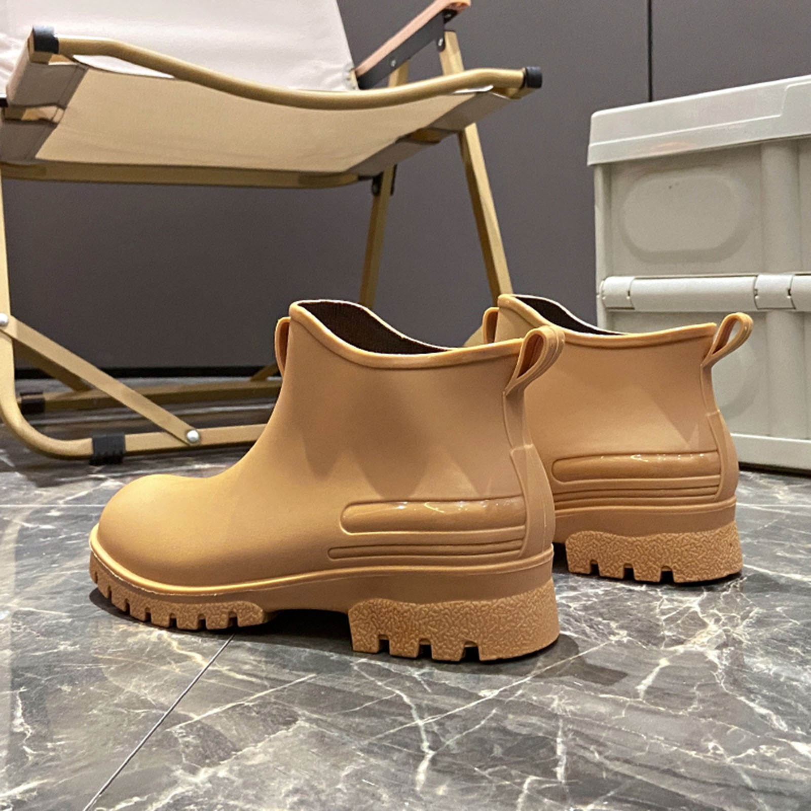 IUJSOY Short Rain Boots Women Fashion Waterproof Chelsea Boots for Women Outdoor Mud Garden Shoes