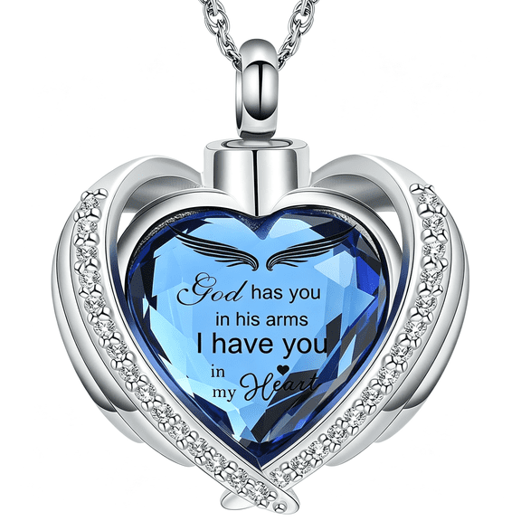 DESIGNICE Cremation Heart Urn Necklace Ashes Jewelry for Women Men Keepsake Pendant Memorial Locket Ash Holder,Heart Necklace for Ashes