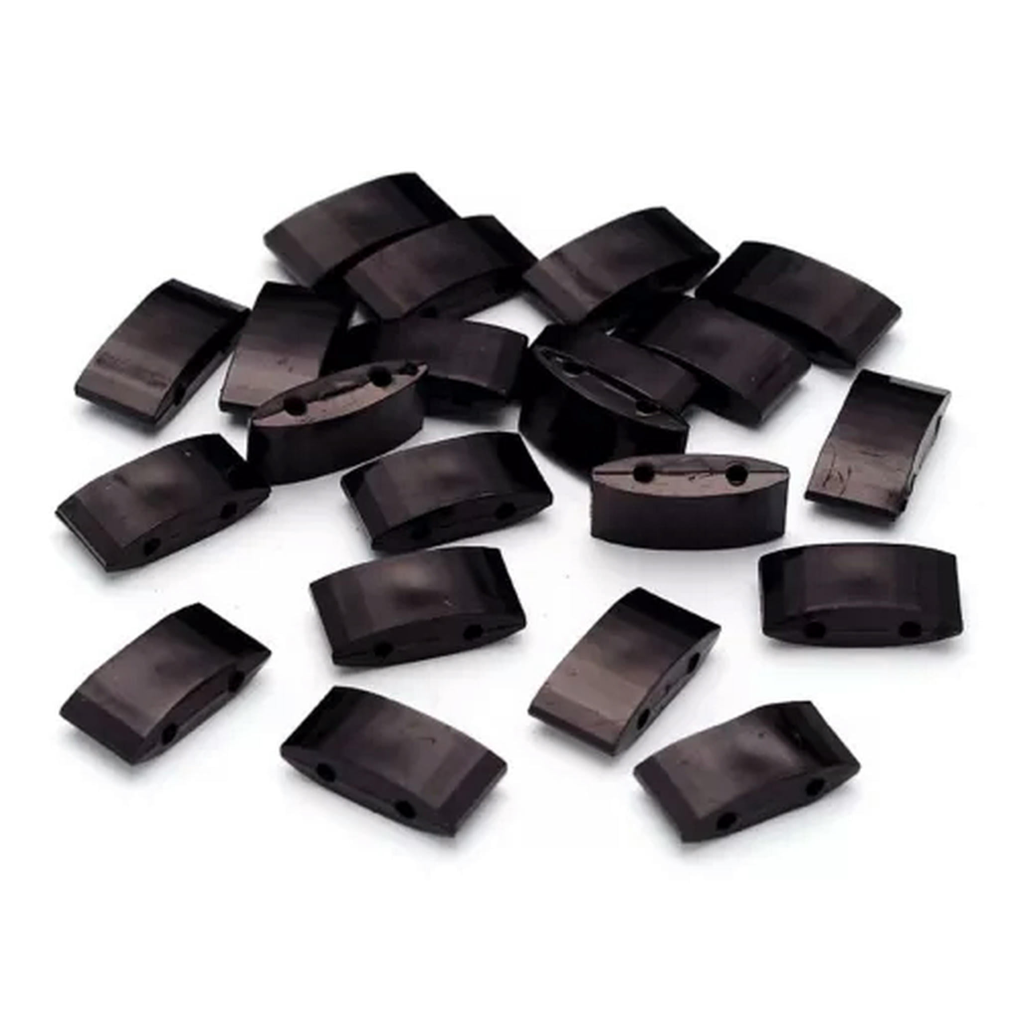 U8MO 780pcs/500g Acrylic Carrier Beasd Rectangle 2-Hole Peyote Jewelry Bases 17x9mm-Black