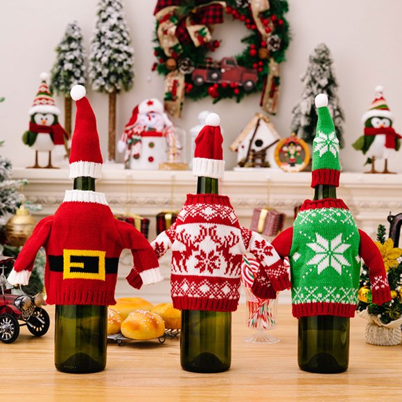 FUTUREORYY 1Jgo Funda Decorativa Roja Para Botella De Vino Para Con Festivo Adorable