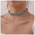 thumbnail image 1 of ZHAOCHENG Gargantilla de cuentas turquesas estilo bohemio, collar corto irregular de turquesa, collar de cuentas de piedras preciosas azules, collar de piedra natural, joyería de cadena para mujeres y, 1 of 5