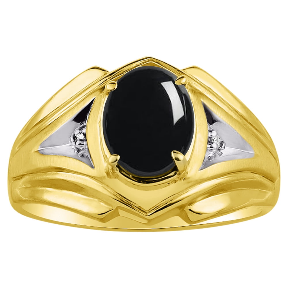 RYLOS Ladies Ring with Oval Shape Gemstone /& Genuine Sparkling Diamonds in 14K Yellow Gold Plated Silver .925-6X4MM Color Stone