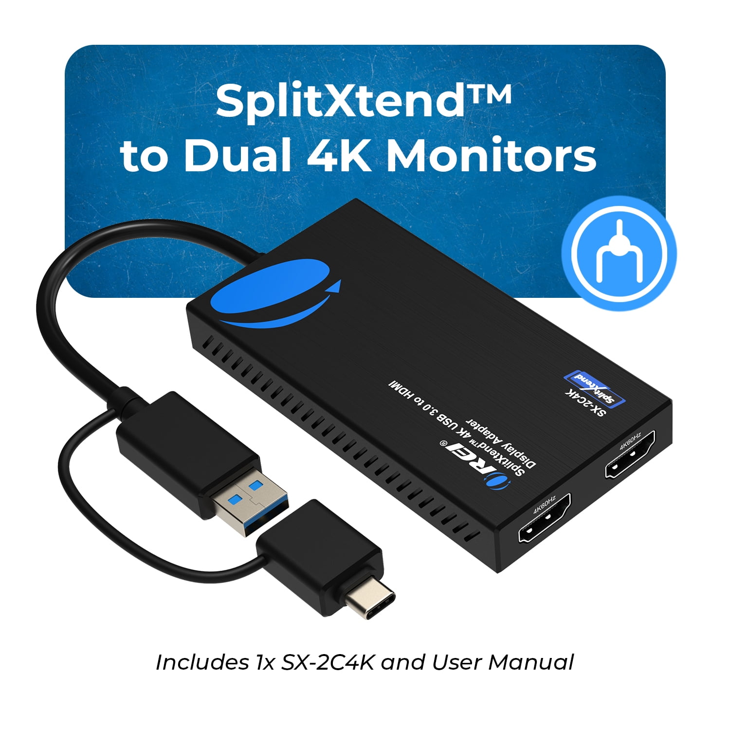 OREI SplitXtend 4K USB 3.0 to HDMI Display Adapter - (SX-2C4K)