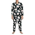 thumbnail image 3 of Honeii Lilies Flowers Pattern Mens Pajamas Set,2pcs Men's Lounge Long Sleeve Sleep Shirt and Pajama Bottoms Sleepwear Set,Mens Pjs Sets-X-Large, 3 of 7