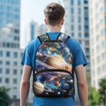 thumbnail image 6 of POLERO Space Galaxy Planets Waterproof Backpack, Polyester Material Lightweight Large Capacity School Backpack for Outdoor Back to School, 6 of 10