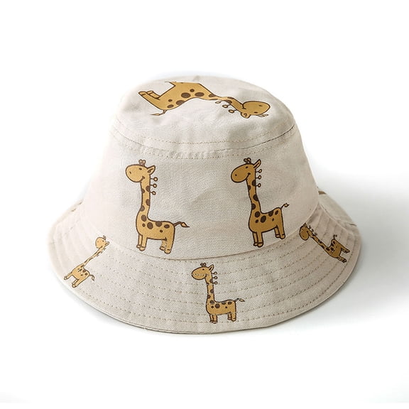 50-54cm head circumference men's and women's hats, fawn pattern sun hats, large brim, children's sunscreen fisherman hats - Beige