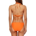 thumbnail image 5 of Women Triangle Halter String Mid Waist Bikini Set Swimsuit Two Piece, 5 of 7