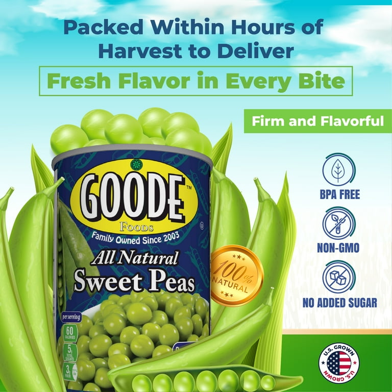 Goode Foods Family Owned All Natural Sweet Peas, 15 Oz Pack, 45% OFF