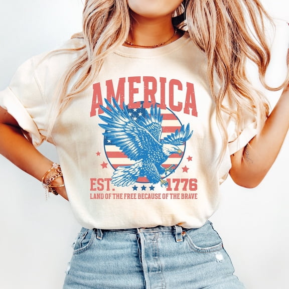 Retro America Eagle T-Shirt: 4Th Of July Usa Tee All Size S-5Xl