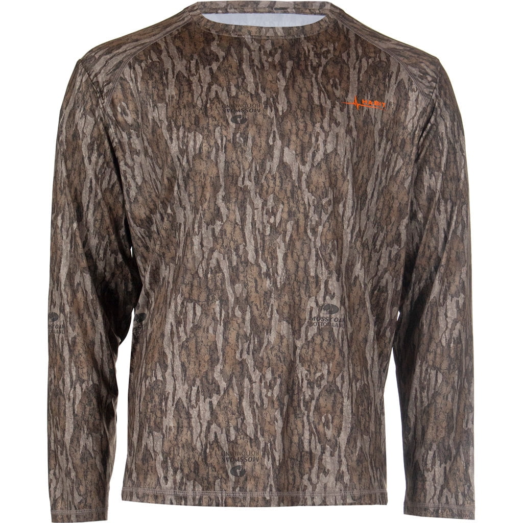 Habit Men s Siesta Cape Long Sleeve Perf Tee Mossy Oak Bottomlands Camo Men s Medium