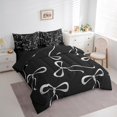 thumbnail image 3 of jejeloiu Cartoon Cute Bow 7-Piece Twin Bedding Sets,Kawaii Bowknot Bowtie Bedding Comforter Set,Silver Black Sheet Sets For Girls,Ultra Soft Home Decor Reversible, 3 of 8