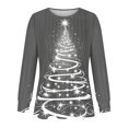 thumbnail image 4 of Aimik Hanes Womens Christmas Tops Long Sleeve Sparkly Christmas Tree Graphic T-Shirts Casual Crewneck Holiday Vacation Blouses-Gray S, 4 of 5