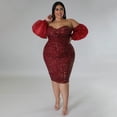 thumbnail image 4 of AURA Sequin Bodycon Dress Women Long Sleeve Sexy Party Club Evening Dress, 4 of 7