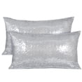 thumbnail image 1 of Fundas de almohada decorativas Poise3eHome, 30 x 51 cm, plateadas, 2 unidades, 1 of 5