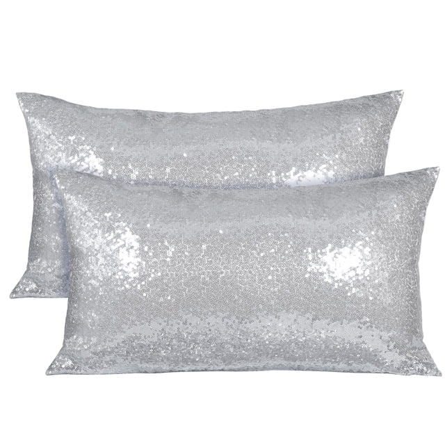 Fundas de almohada decorativas Poise3eHome, 30 x 51 cm, plateadas, 2 unidades