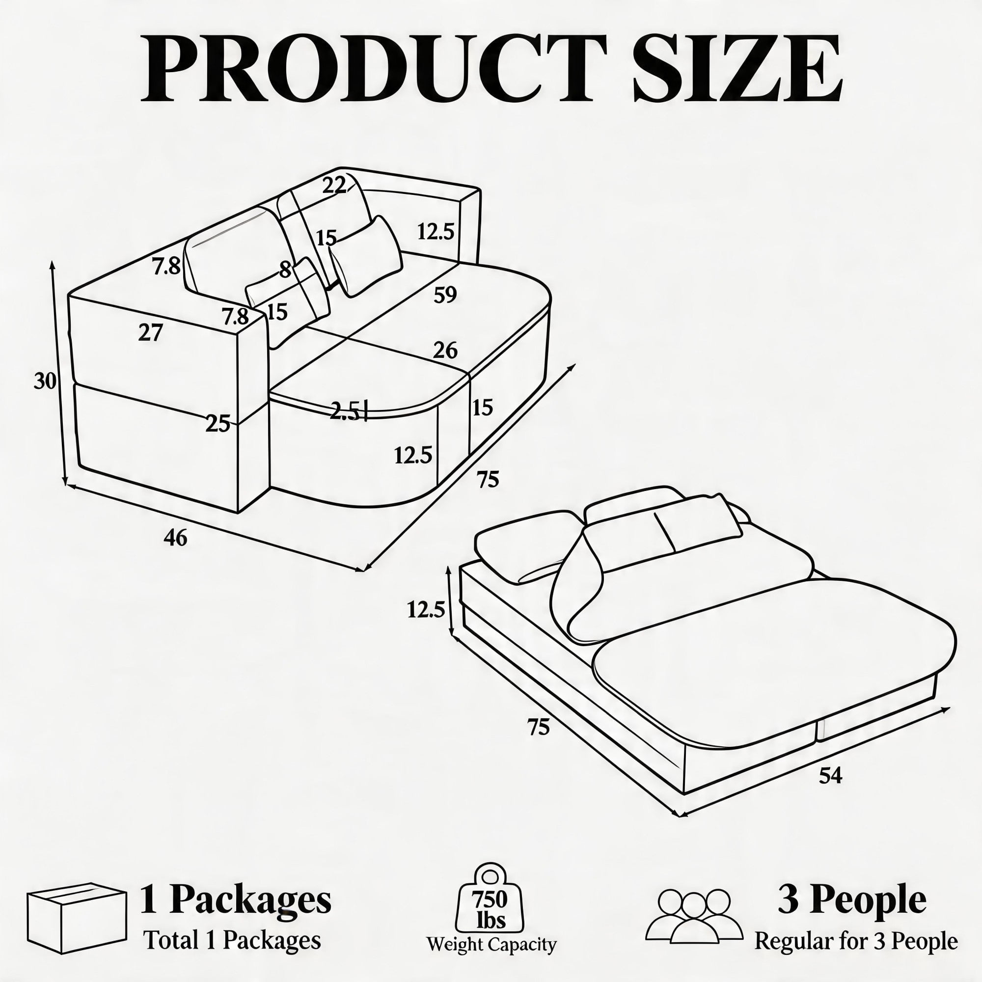 Sailvan 75" Convertible Sleeper Sofa, Corduroy Floor Couch to Full Bed with Blanket and 4 Pillows Beige