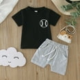 thumbnail image 2 of EnJoCho Warm Outfits for Toddler Boys Toddler Boys Girls Short Sleeve Baseball Letter Printed T Shirt Pullover Tops Shorts Outfits Little Boy School Casual Set 12-18 Months, 2 of 4