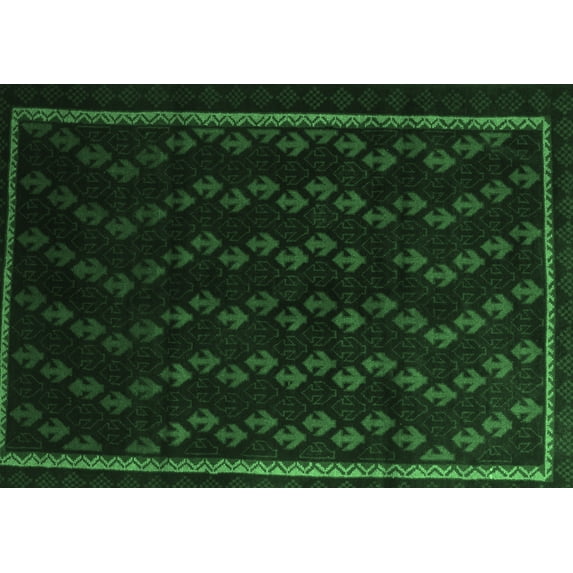 Ahgly Company Indoor Rectangle Southwestern Emerald Green Country Area Rugs, 2' x 3'